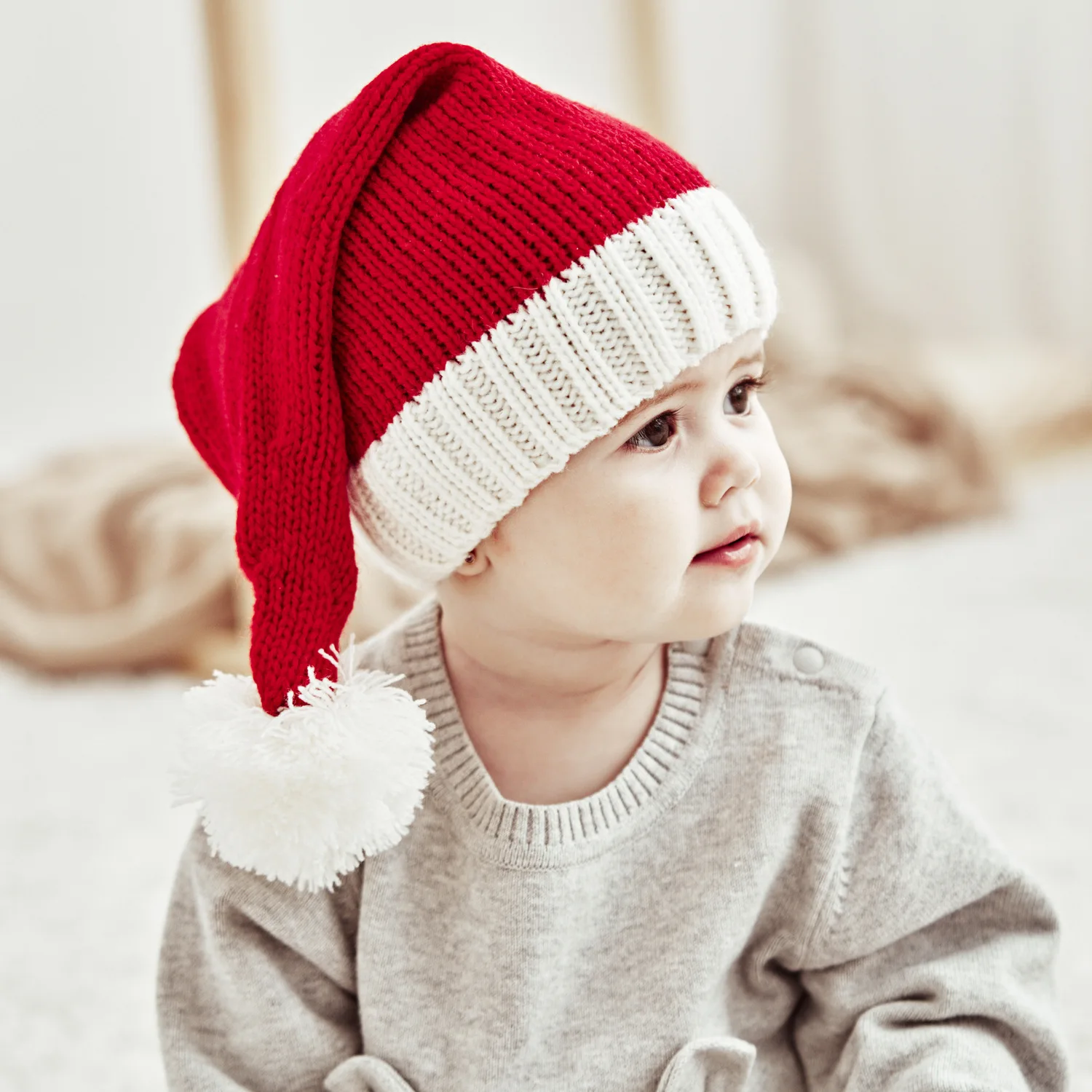 Christmas Pom Pom Beanie Hat - Soft Knitted Santa Hat for Adults  Kids Holiday Gift  Decoration 2023