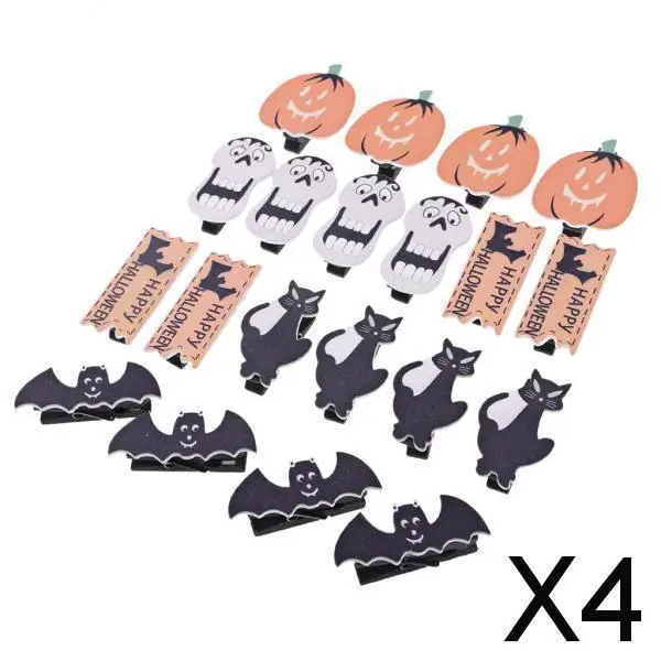 

2-4pack 20 Pieces Mixed Halloween Theme Wooden Mini Pegs Craft Clips Clothes