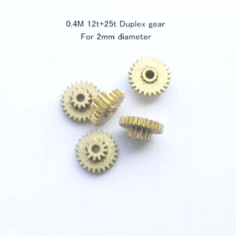 Double Metal Gear 0.4 Modulus 12T + 25 Teeth 0.4M 12T + 25T Duplex Gear Outer Diameter 10.5mm Width 1.8mm For 2mm 4pcs/Lot