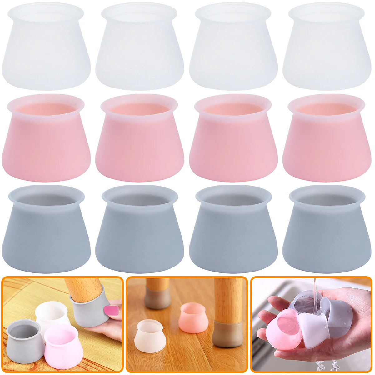 

8Pcs Silicone Chair Leg Cover Non-slip Furniture Feet Caps Round Table Foot Protector Pad Floor Safely Mat for Home Decor