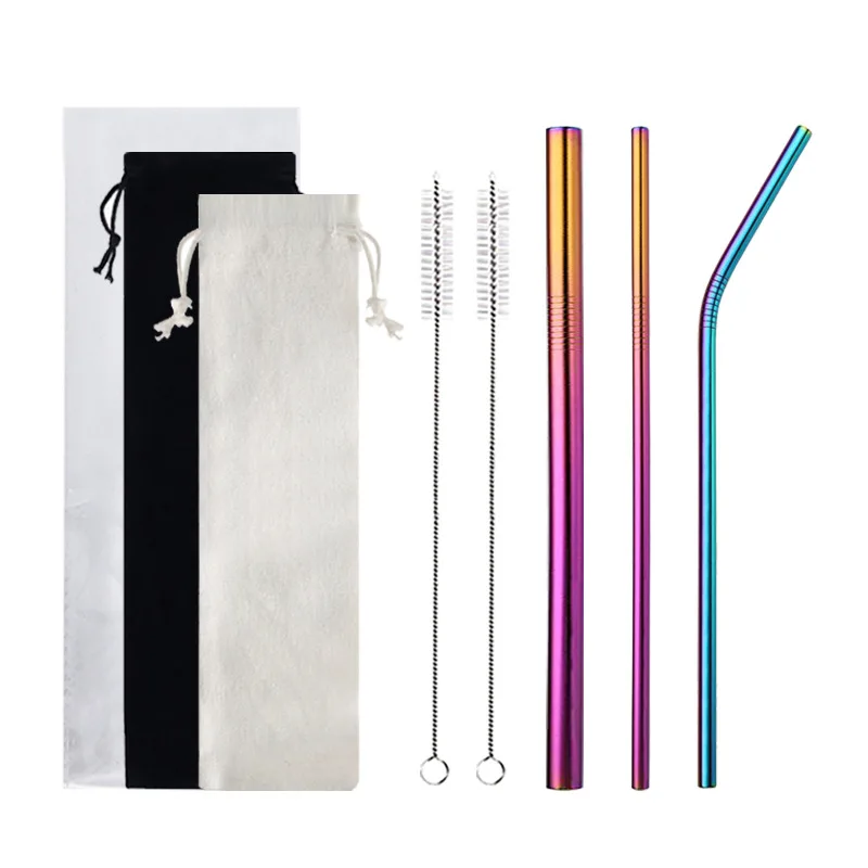 Dropship 5pcs Set Stainless Steel Straws; Reusable Metal Straws