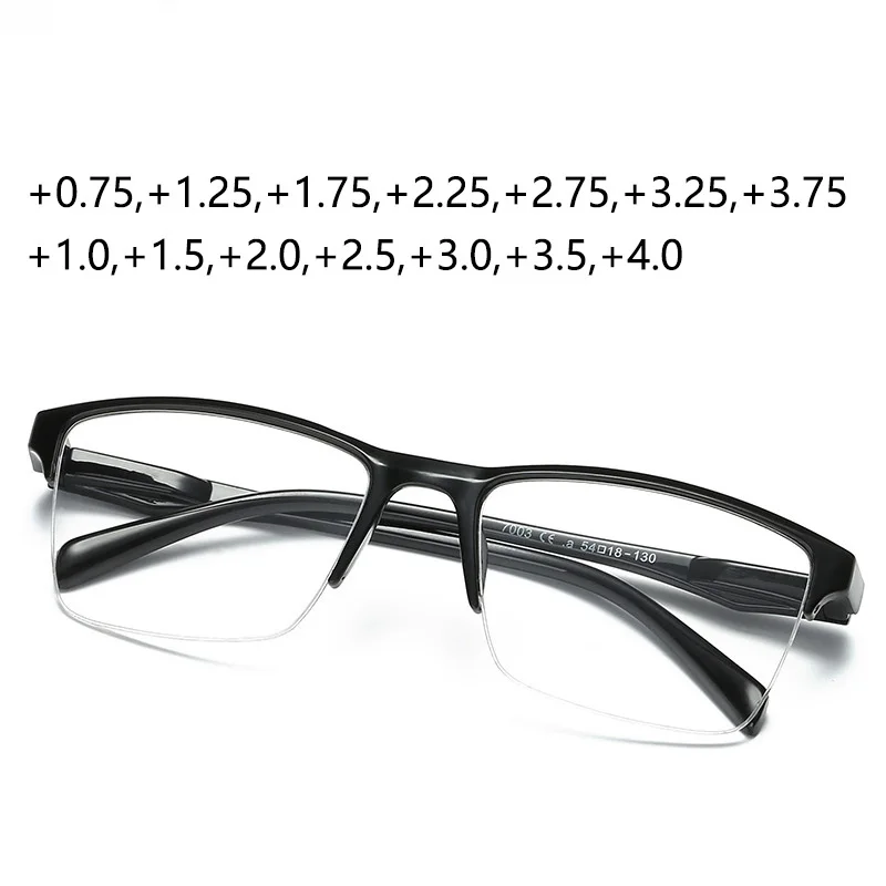 Ultralight Square Half Frame Reading Glasses Presbyopic Glasses Men Women +0.25 0.5 0.75 1 1.25