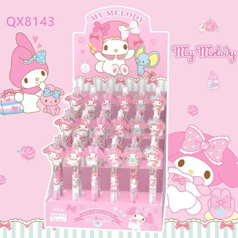 

Новинка кавайная милая Шариковая ручка Sanrio Mymelody авторучка для подписи черные Канцтовары 54 шт. Ins подарок на день рождения девушки игрушки для девочек