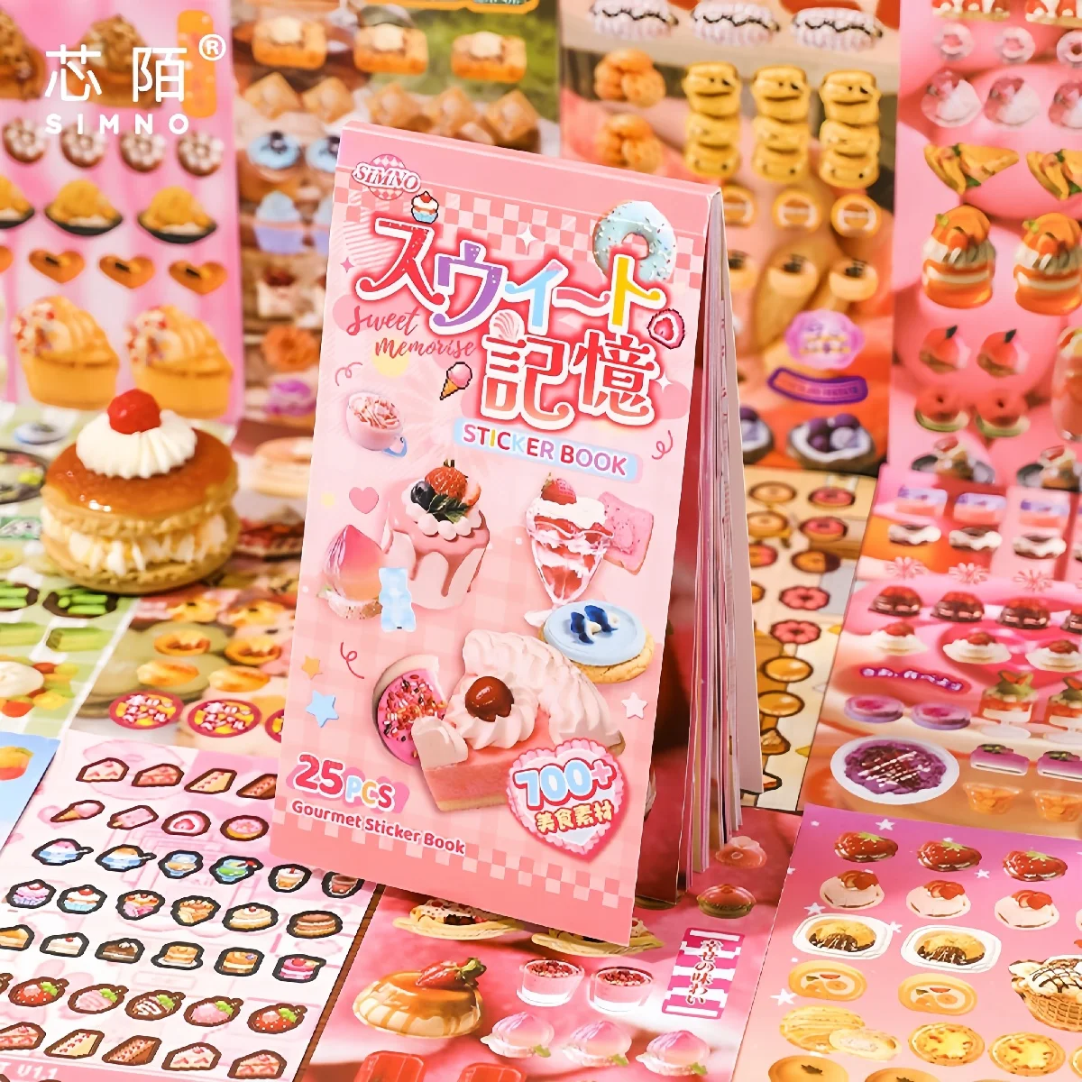 ‌25P Japanese Retro Food Sticker Book 4 Themes 700+ Cute Die-Cut