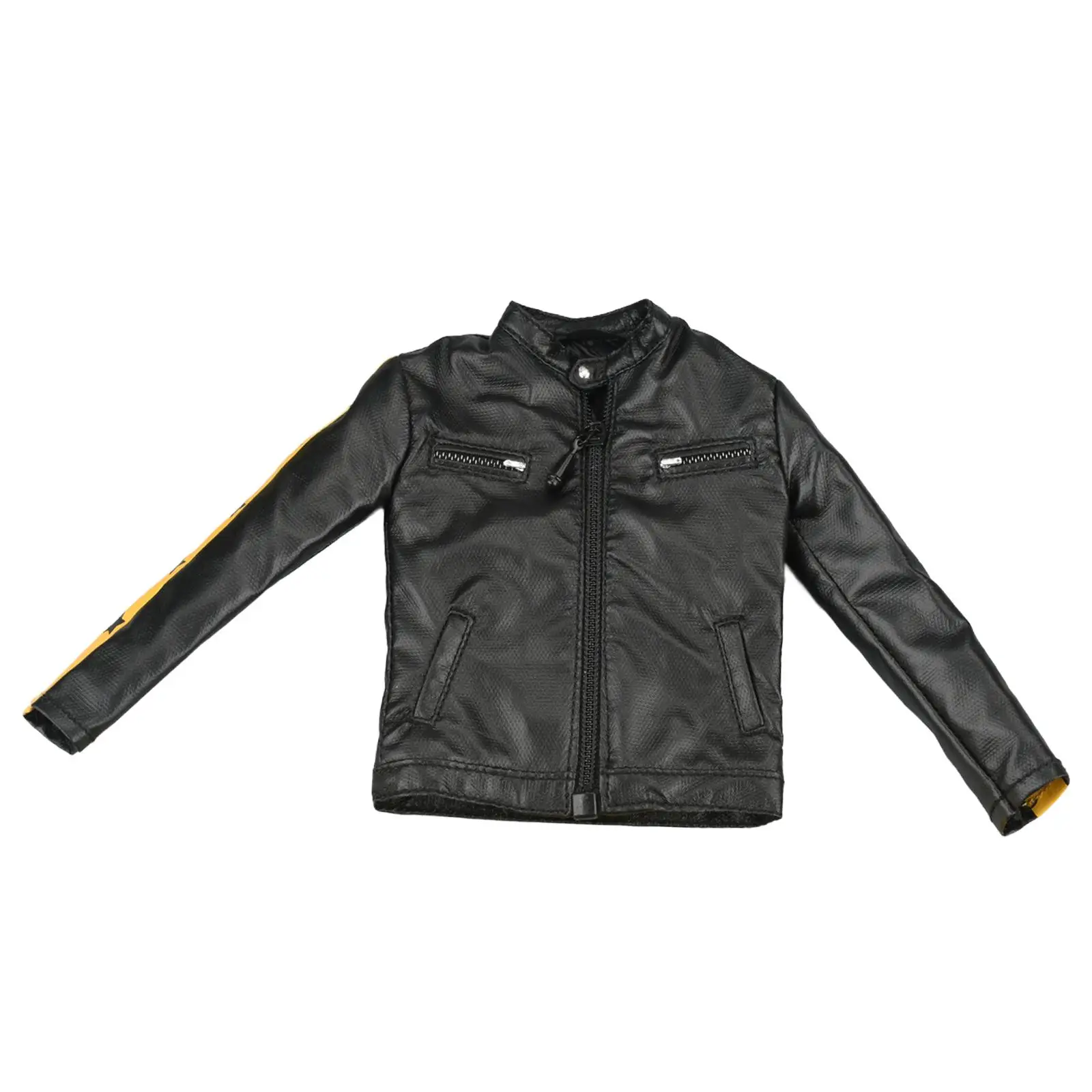 1/6 PU Leather Jacket Mini Long Sleeved Coat Retro Male Figure Top Coat Costume for 12`` inch Soldier Figures Accessory