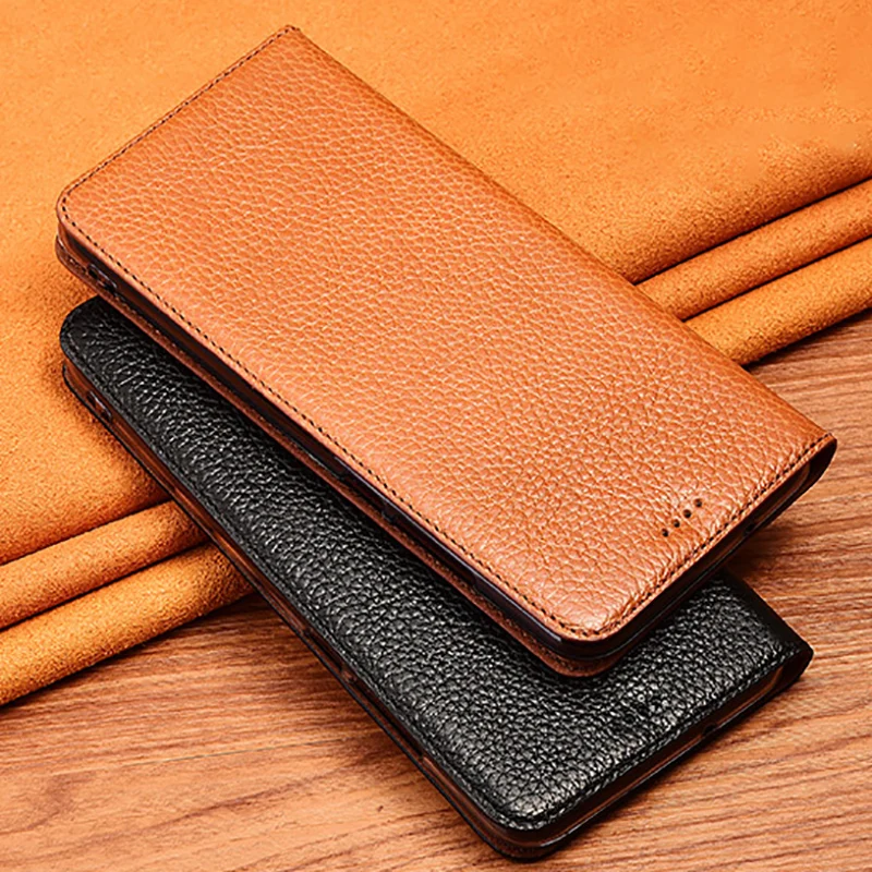 

Lychee Pttern Genuine Leather Case For Samsung Galaxy F52 A22 4G 5G Xcover 5 F12 F02S Quantum 2 Luxury Magnetic Flip Cover Cases
