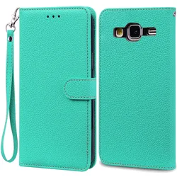 Premium Flip Leather Wallet Phone Case - Elegant and Durable Cover for Samsung J3 2016 (Sky Blue -Strap)