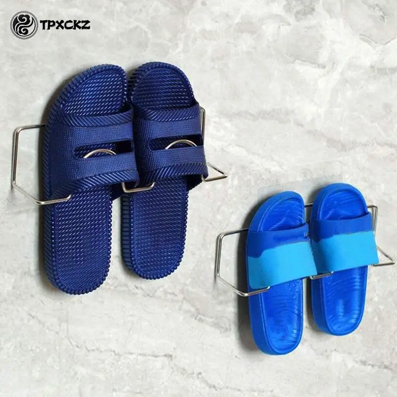 Double-layer Shoes Holder Wall Mount Slipper Hanging Shelf Organizer Living Room 3