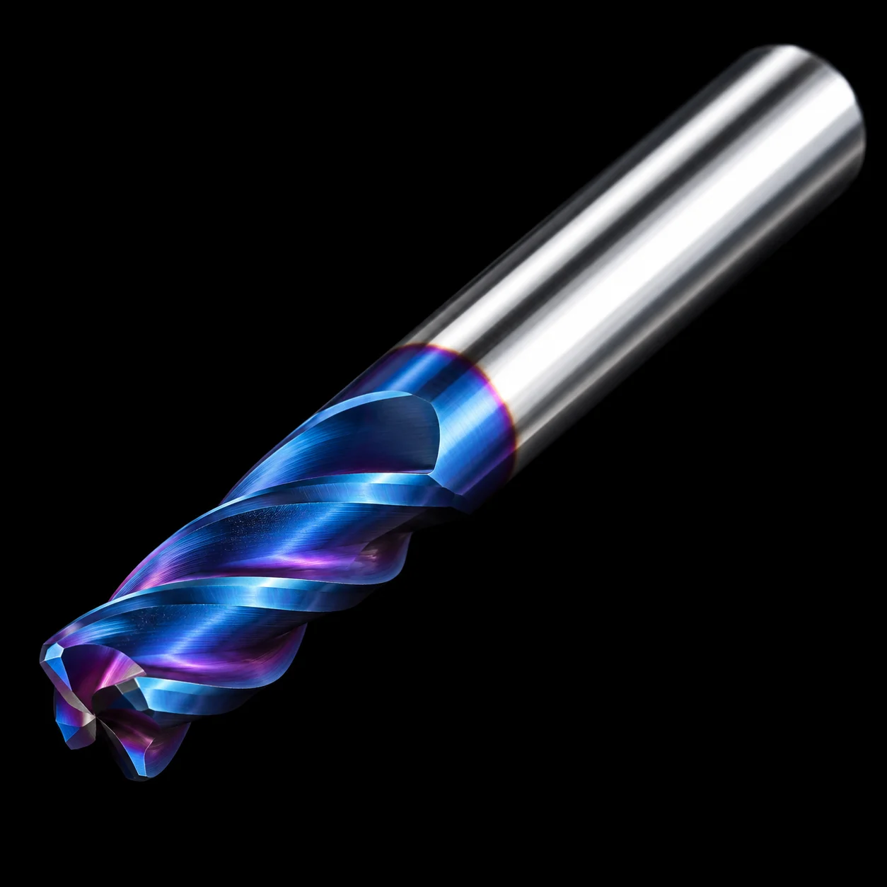 HRC65 4-Schneiden-Eckschaftfräser aus Vollhartmetall mit blauer Nano-Beschichtung, langreichweitig, CNC-Fräser, Bull Nose, für Stahl