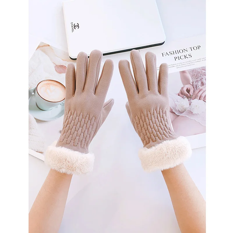 

Утолщенные шерстяные перчатки для езды на электровелосипеде, ветрозащитные защитные теплые бархатные эластичные перчатки для сенсорных экранов