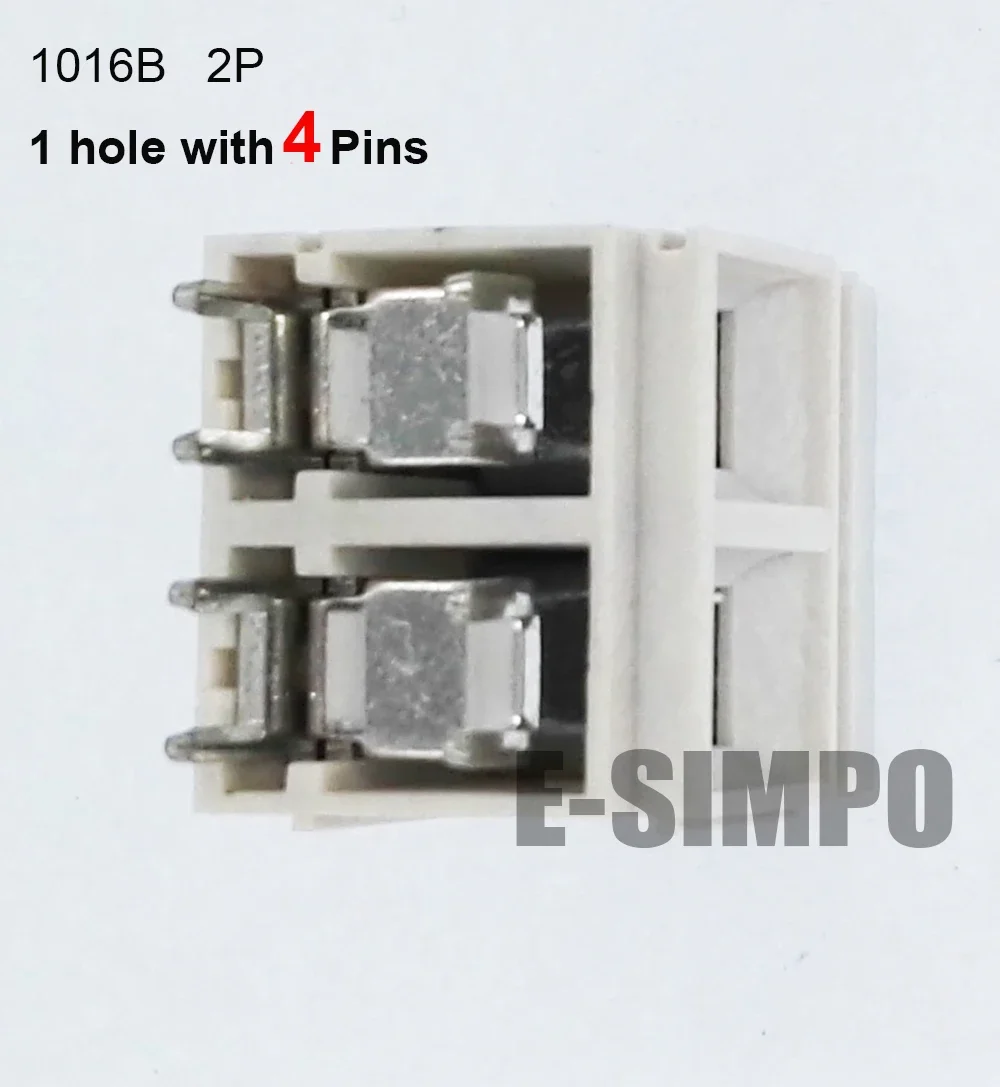 

1016B-10.16-2P PCB Screw Terminal Block, Straight 10.16mm, 650V57A 22AWG-8AWG,1pole with 4 Solder Pin, High Current Terminal