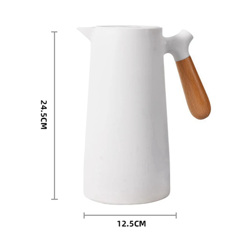 유리 라이너 진공 플라스크 온수 주전자, 홈 오피스 절연, 누수 방지, 커피 차 보온, 화이트, 2X, 1L