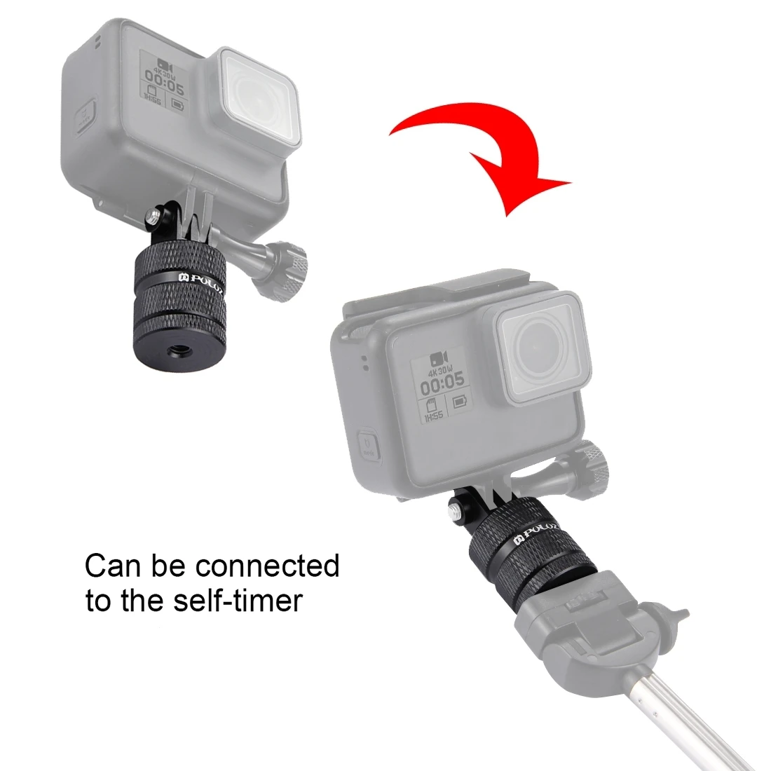 PULUZ 1/4 Inch Screw Hole Tripod Mount CNC Adapter for GoPro Hero Insta360 Ace / Ace Pro DJI Osmo Action 4 Action Cameras