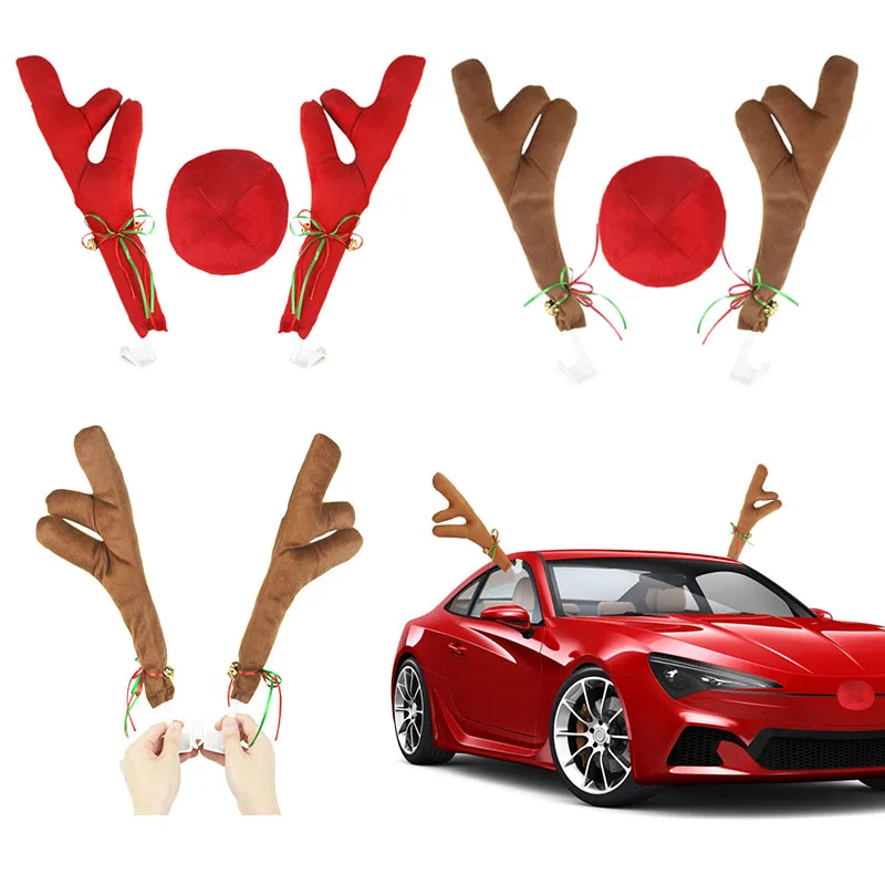 2022 Large Reindeer Christmas Decor Car Vehicle Nose Horn Costume