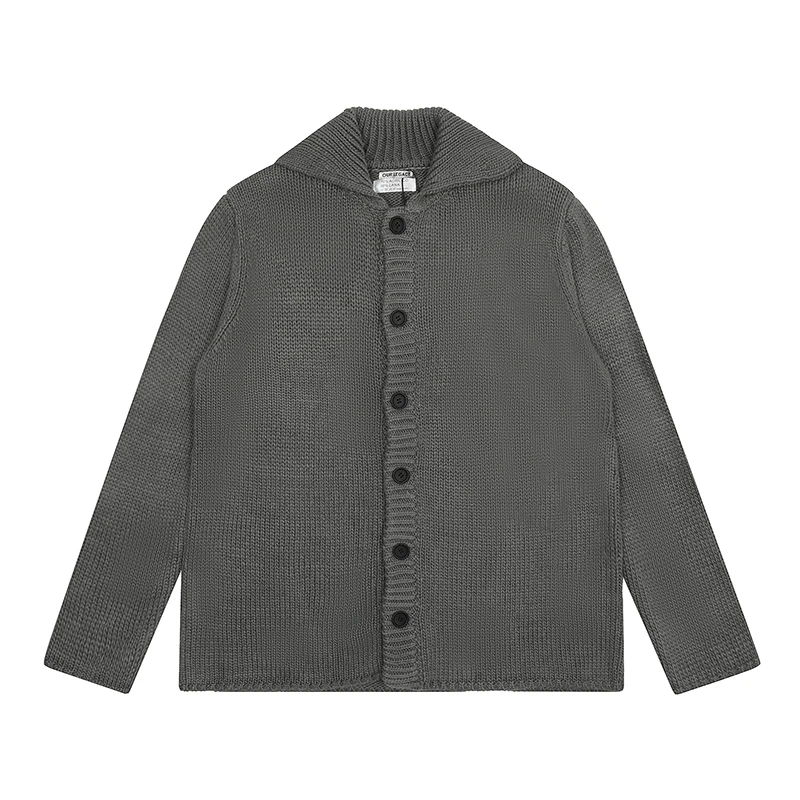 

Y2k Grey Wool Blend Single Breasted Lapel Cardigan Sweater Jackets for Men and Women Ropa Hombre Baggy Knitted Coat Oversized