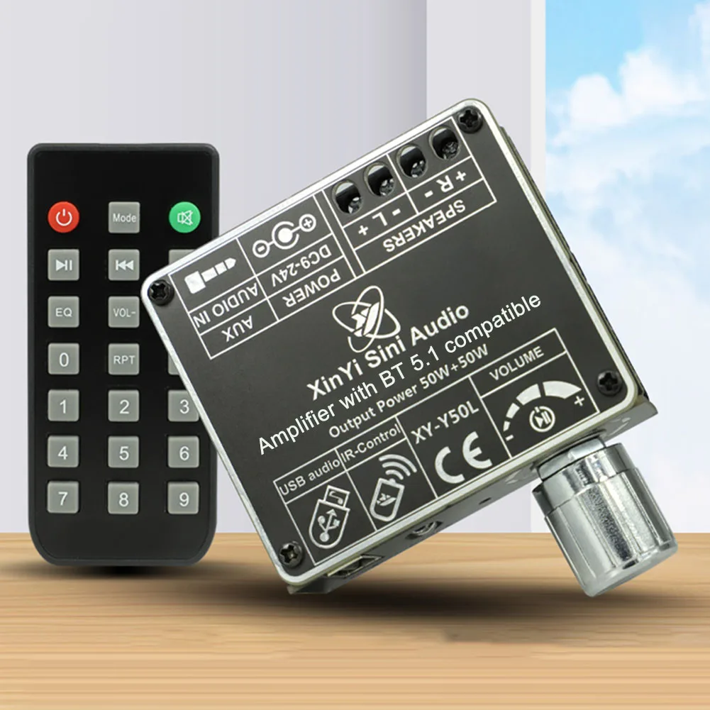 XY-Y50L 디지털 전력 증폭기 모듈, 블루투스 호환, 5.1 AUX USB, 듀얼 채널 적외선 리모컨