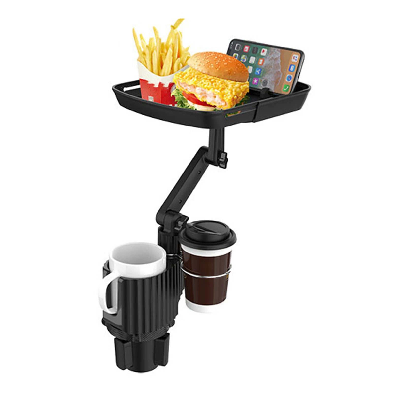 

Cup Holder Expander Adjustable Car Tray Table With Swivel Arm 360 Degree Adjustable Car Trays For Eating Food Road Trip Car