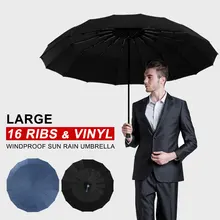16 costelas grande forte totalmente automático guarda-chuva dobrável chuva masculino de negócios luxo masculino guarda-chuva à prova vento