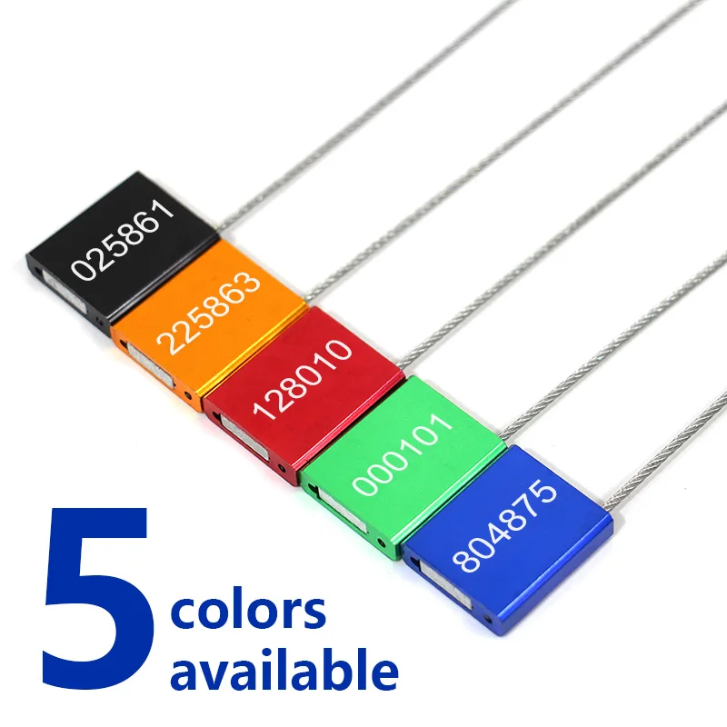 100-Pack Yellow Steel Cable Seals - 90cm Length, Tamper Evident With Unique Numbers, ISO 17712