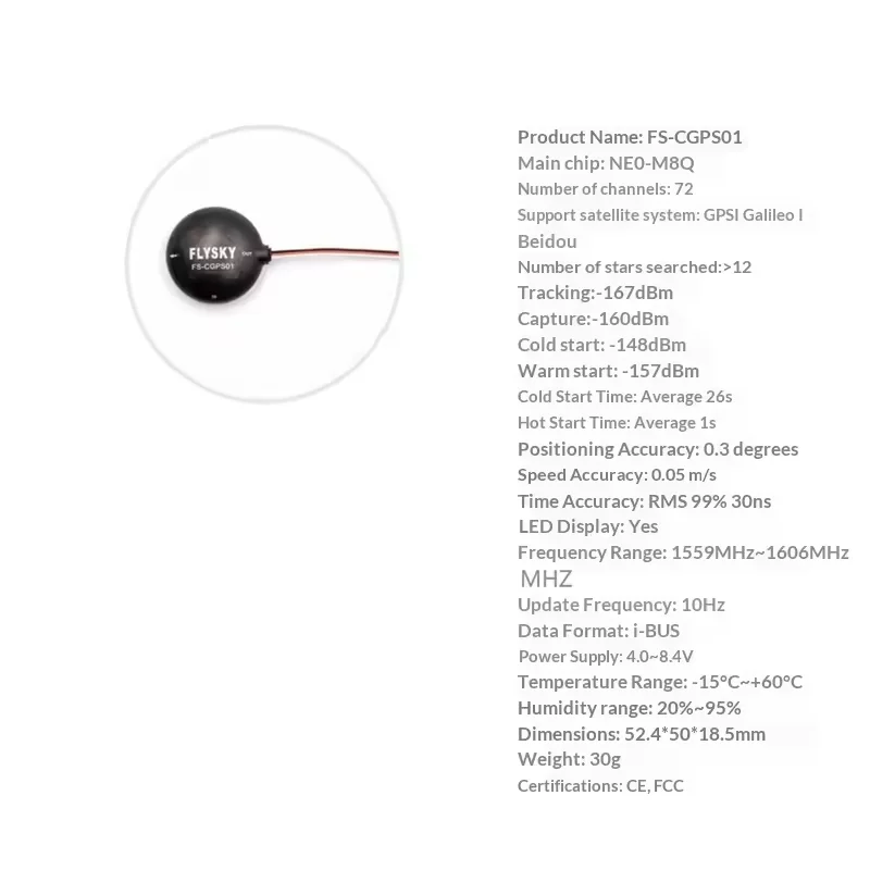 Gros plan sur le récepteur NE0-M8Q du Module GPS FS-CGPS01 pour Drone - Haute Précision