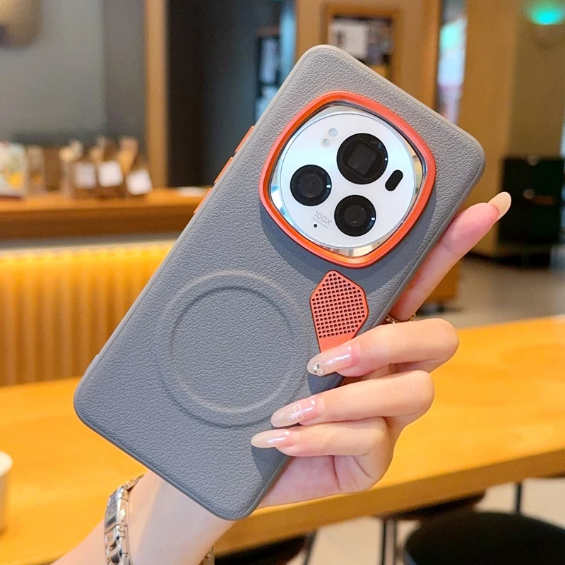 Enhanced Magnetic PU Leather & PC Heat Dissipation Case with Metal Camera Lens Protector
