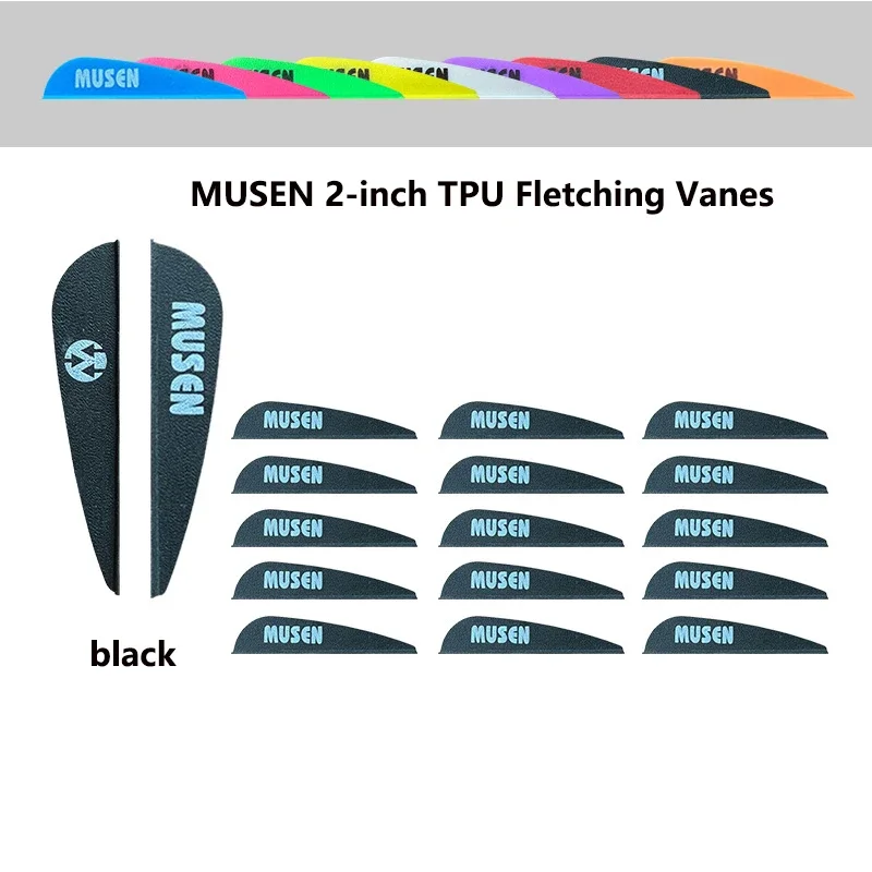 

50/100pcs MUSEN 2" Rubber Arrow Vanes TPU Fletching Vanes for Archery DIY Accessories 9 color