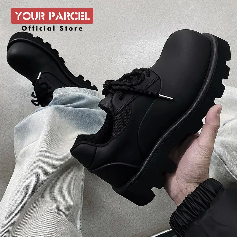Original Men's Casual Leather Shoes Derbies Shoes Black Versatile Big Head Work