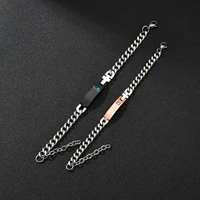 Punk Man Bracelets Hip Pop Gold Color Stainless Steel Thick Hand Chain Blank Bar Couple Men Women Family Jewelry Birthday Gift - Image 5