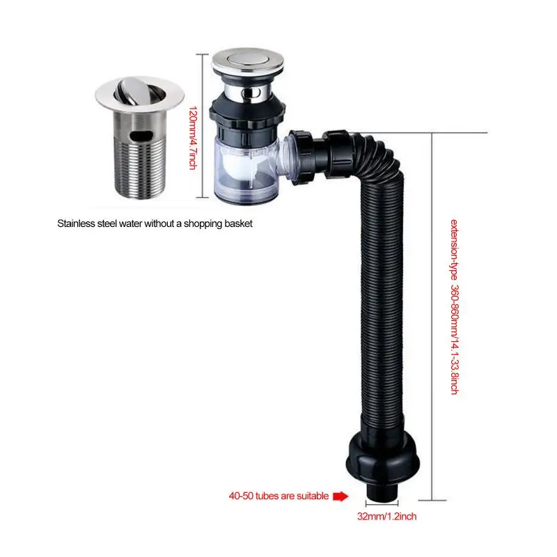 Kitchen Sink Drain Pipe Flexible Stretchable Deodorant Strainer Pipeline Washbasin Anti Blockage Sink Strainer Drain Pipe 6