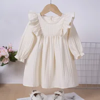Baby Grace Girls Sweet Ruffle Trim Long Sleeve Dress, Holiday Going Out Casual Dresses, Gift Little Girl Dress Clothes 1
