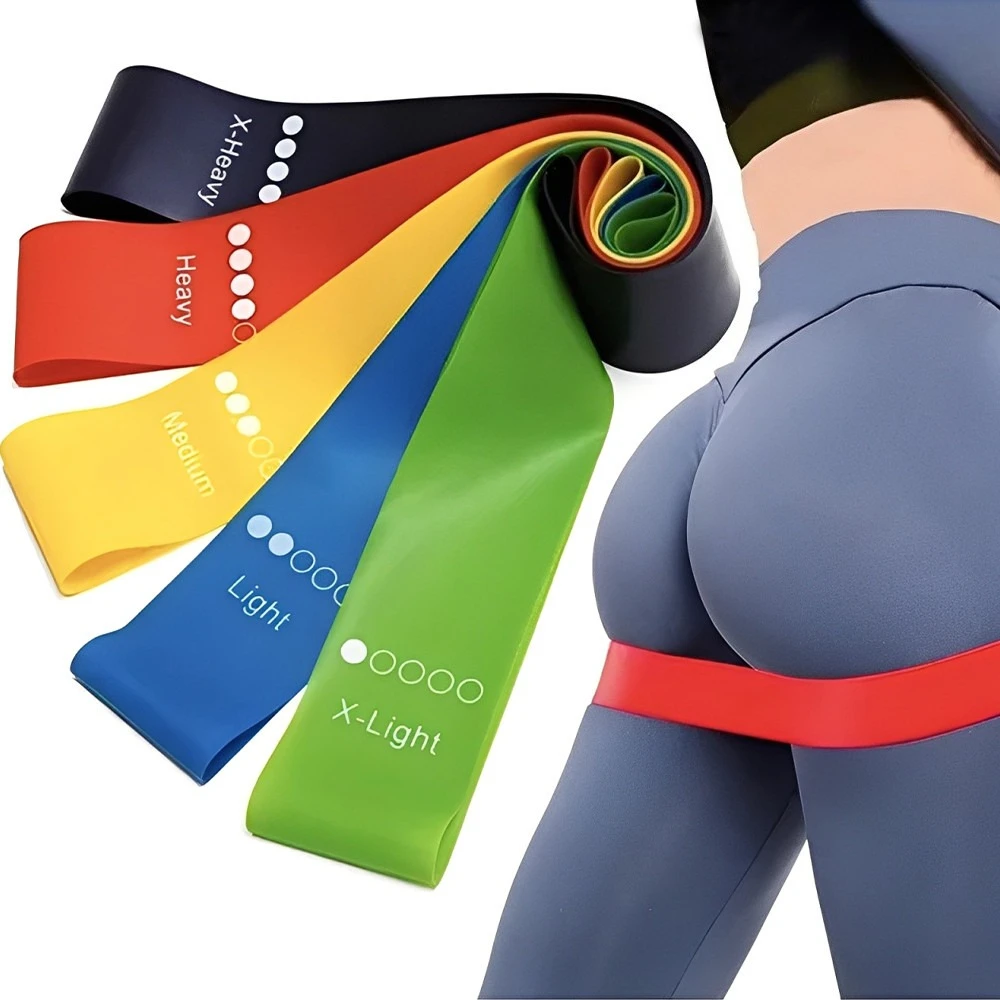 kit 5 Faixas Elástica de Resistencia para yoga Pilates Treino Academia-Entrega Rapido