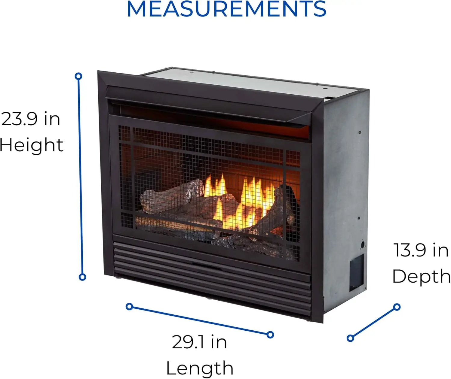 Ventless 26,000 BTU Heats 1,350 Square Feet Dual Fuel No-Clearance Gas Fireplace Insert with Remote Control, Black 6