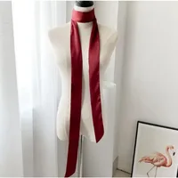 Long Skinny Hair Scarf For Women Silk Satin Headband Cute Neckerchief Solid Colors Fashion Bag Scarves For Ladies 2024 6