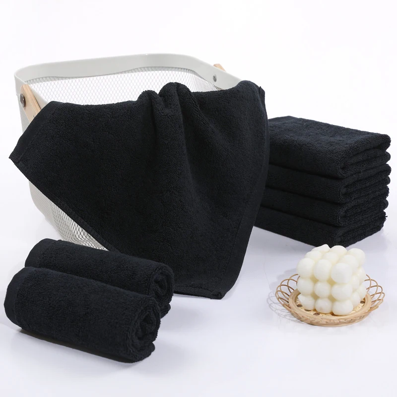 Black Towel Cotton Soft Face Towel Hotel Bathroom Beauty household Strong Water Absorption Washcloth Kitchen Towels 2