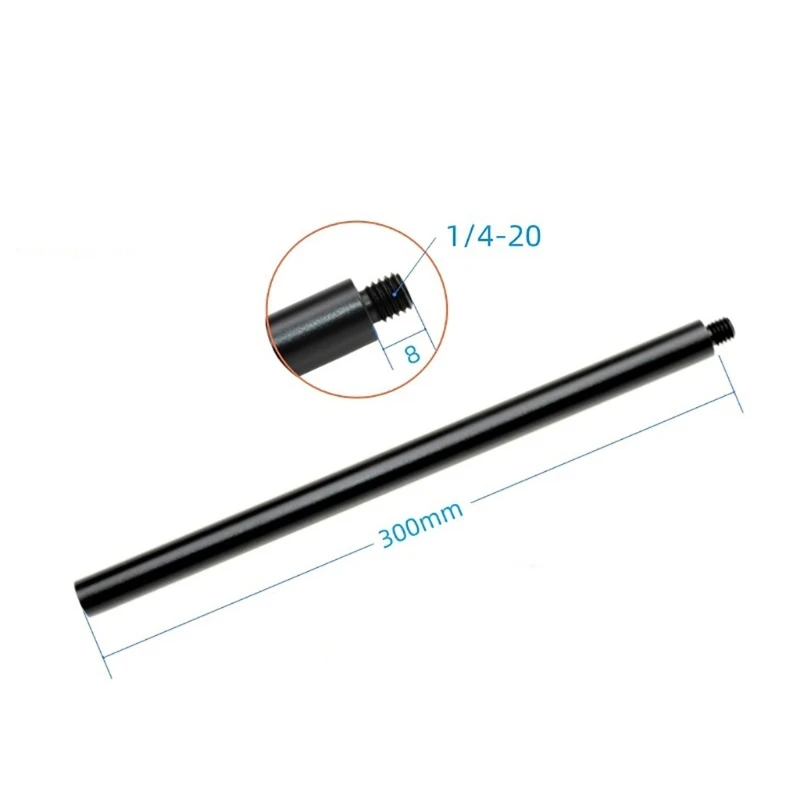 Aluminum Extension Rod 1/4" Female Bottom 1/4" Male Top Poles Tripods Extend Length for Photography Equipment