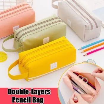 Portable Travel Storage Bag Double-Layers Students Pencil Case Large Capacity Oxford Cosmetic Bag Pouch 1