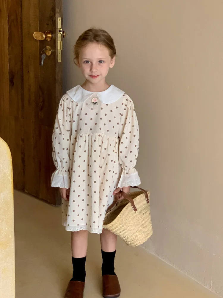 

Autumn Dress For Kids Girl Fashional Puff Sleeve Dress