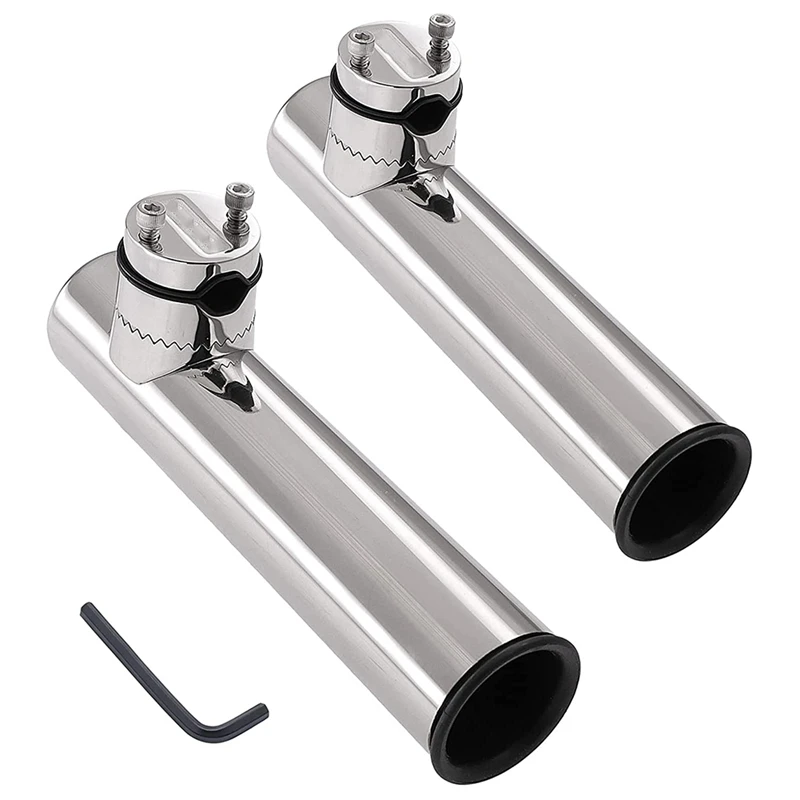

2Pcs Marine Fishing Rod Holders 316 Stainless Steel Adjustable Rod Holder For Boat Yacht Support For Rail 18Mm To 26Mm