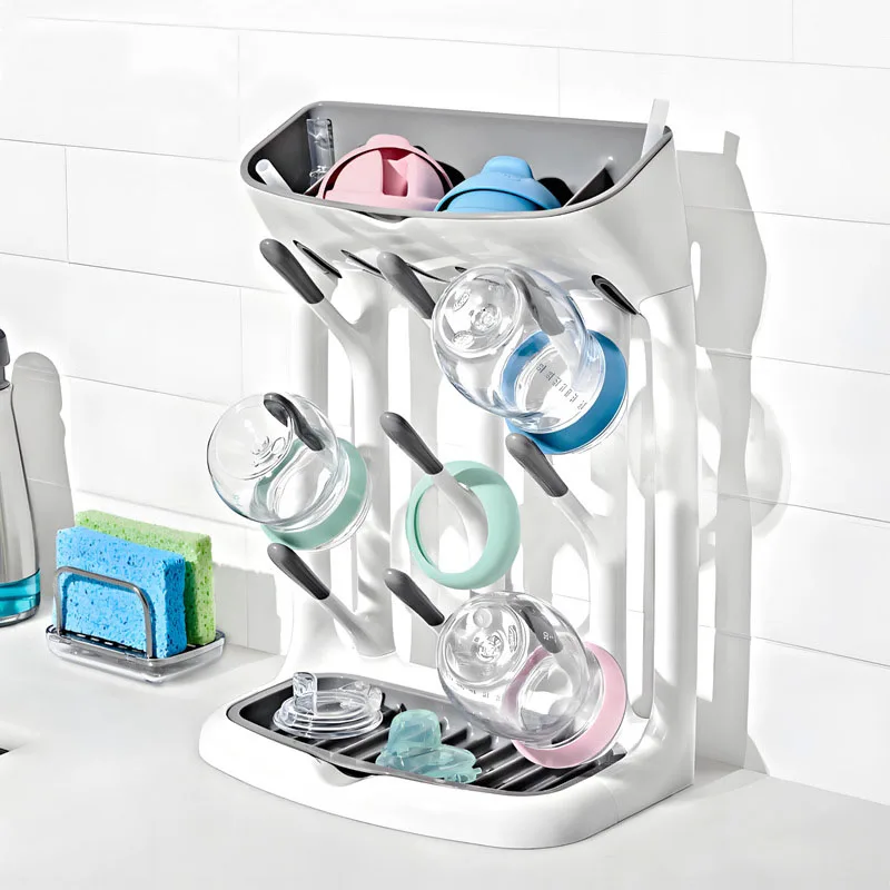 Baby Bottle Drying Rack Space Saving Countertop Organiser Tray_voghion.com