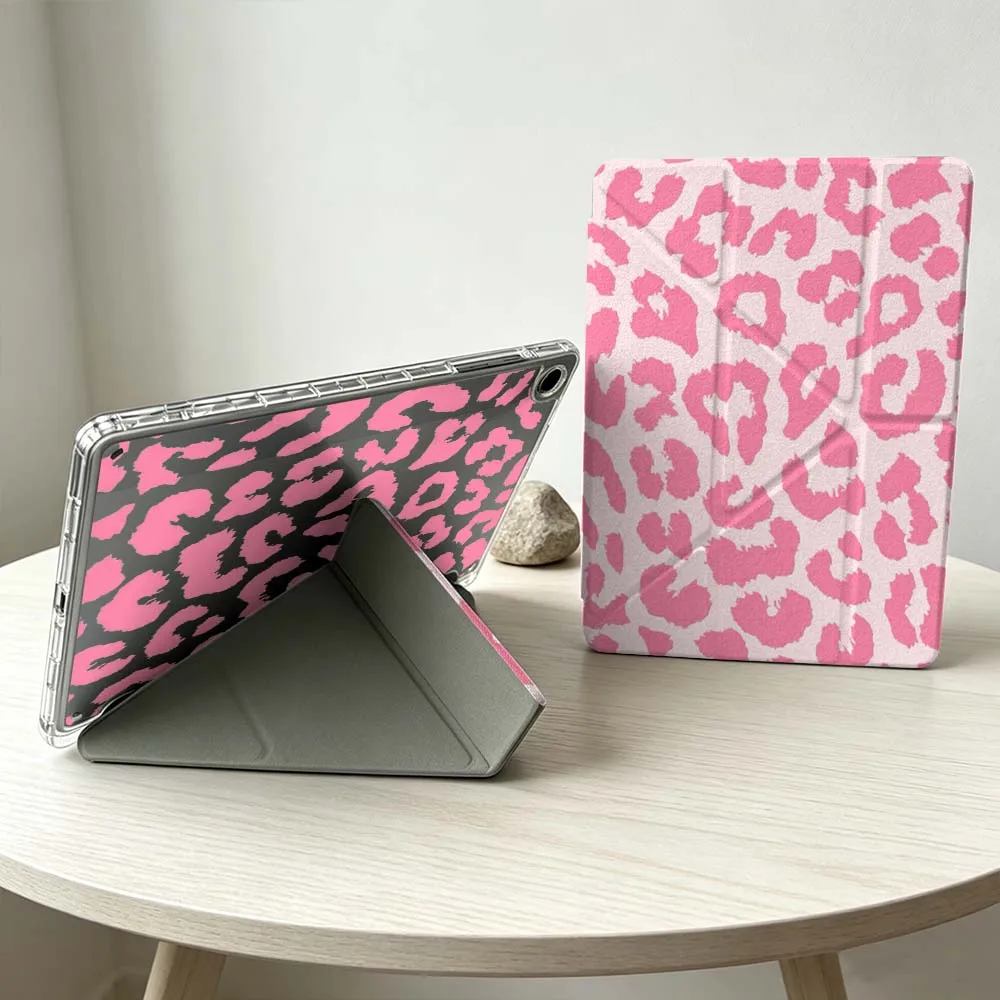 Artistic Pink Cheetah Print Soft Foldable Tablet Case