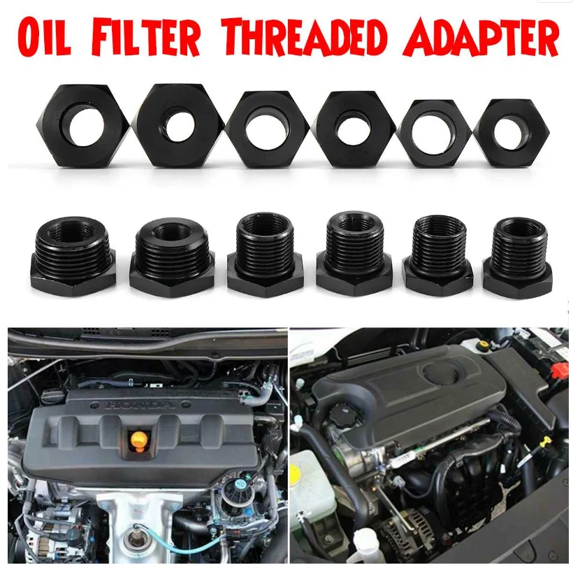 

Universal Aluminum Hex adapter fuel filter adapter for oil filter thread fitting 3/4-16 Male to 1/2-28 Female