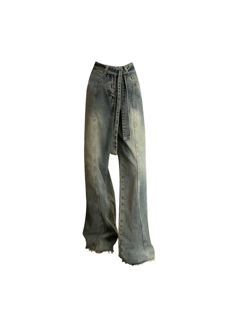 

2023 Women's Vintage Jeans Baggy Straight Blue Denim Trouser Korean Streetwear Fashion Harajuku Y2k High Waist Wide Cowboy Pants