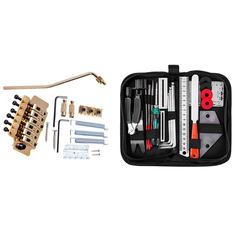 

1 Package Gold Guitar Tremolo Bridge Parts System With Guitar Repair Tools 20Pcs Guitar Tool