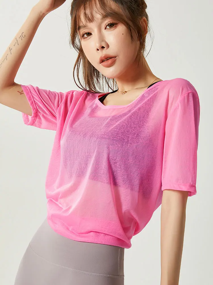 Women Fitness Sports T-shirt Tops Summer Loose Sports Short Sleeve Female Gym Running Quick Drying Shirts Women Leisure Clothing sports t shirt sports shirt
