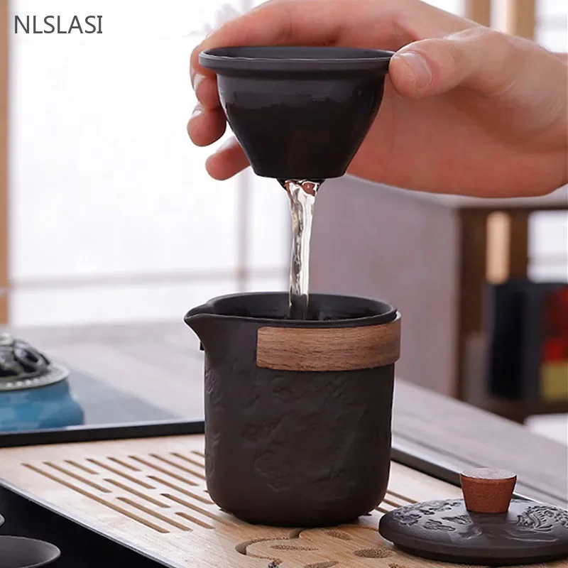 Yixing Purple Clay Tea Set Handmade Beauty Teapot Drinkware Tea Pot and Cup Set Chinese Zisha Puer Teaset with Storage Bag