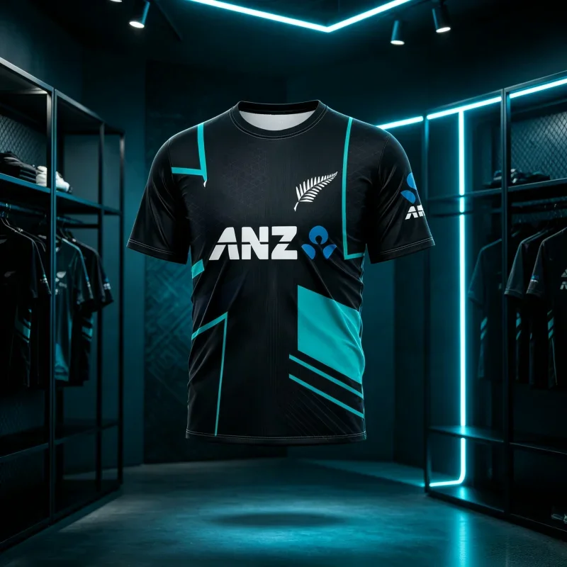 Neues 3D-gedrucktes Neuseeland-Krikettrikot mit kurzen Ärmeln, bequem, schnelltrocknend, geeignet für den Heimgebrauch, mit Y2k-Fan-Geschenken.