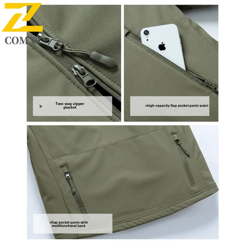 Men's Camo Fleece Lined Softshell Jacket Windproof Thermal Outdoor Coat for Hiking Hunting Tactical Military Style Windbreaker