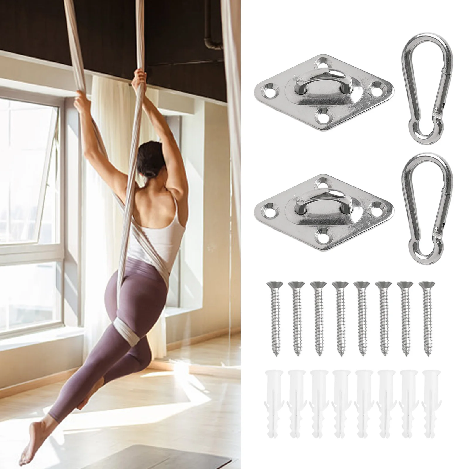Description Picture 2 of itemHanging Hook Staple Ring Wall-Hook Heavy Duty Fixed Pad-Eye Plate Deck Door Buckle U-Shaped Ceiling Mount Hardware Tools