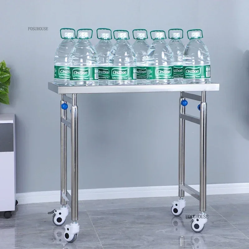 Thickened 304 Stainless Steel Auxiliary Cart with Wheels Multifunctional Medical Tray Rack Organizer Cart Medical Tool Trolley