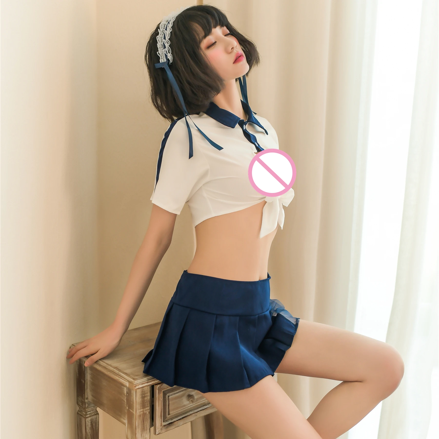 

Temptation Uniforms Fun Underwear Sexy Hollow Out Perspective Dress Japanese Sailor Pleated Skirt Womens Costume Student JK Set